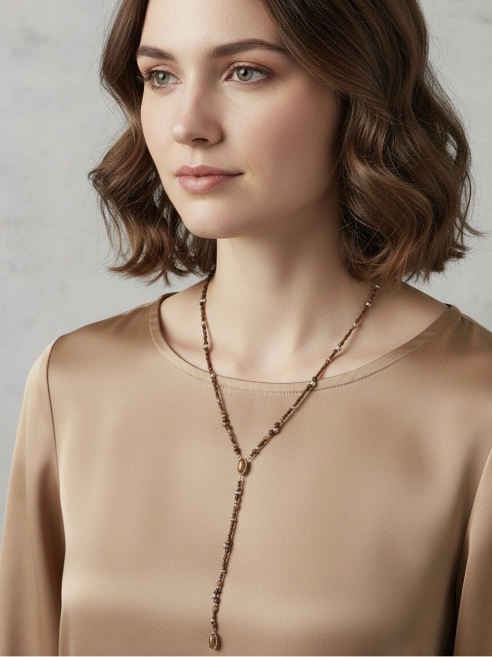 Kendra Scott Krista Y Lariat Necklace
Tigers Eye stones gold setting beads 20 in